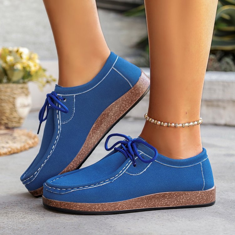 Damen Mokassins mit elastischen Schnürdetails und rutschfester Sohle