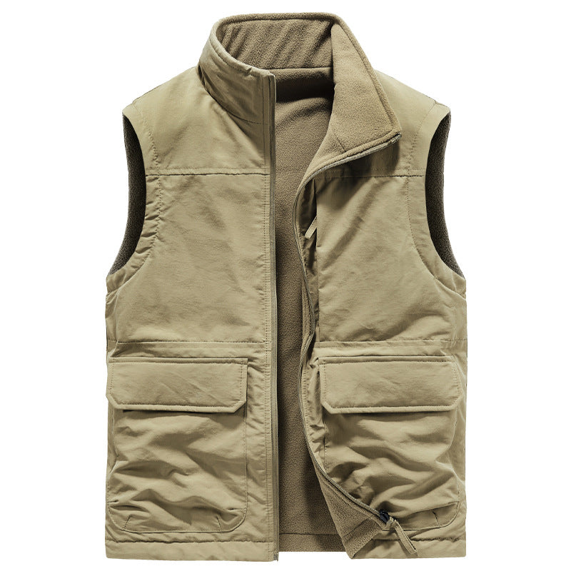 Herren Outdoor-Utilityweste mit Fleece-Innenlage, hohem Stehkragen und Frontklappentaschen Nord Taschen