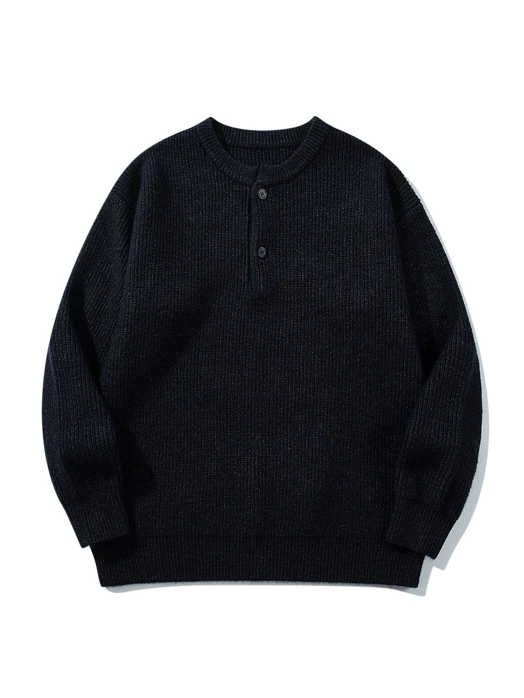 Herren Grobstrick-Henley-Pullover mit halber Knopfleiste und Rippbündchen Nord Taschen
