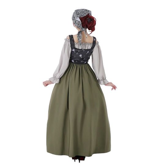 Damen Vintage Festkleid mit romantischen Rüschendetails und Puffärmeln Nord Taschen