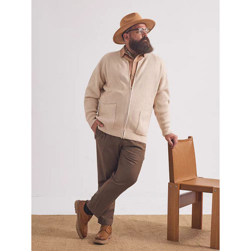 Unisex Oversized Boxy-Strickjacke mit verdecktem Reißverschluss und breiter Rippenstruktur Nord Taschen