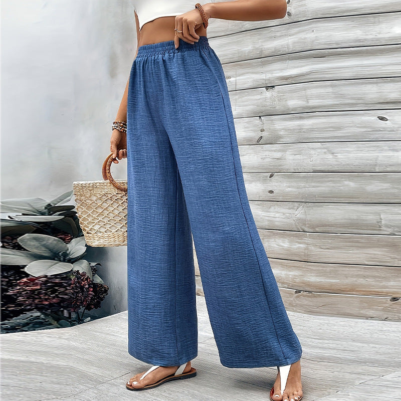Damen Weit geschnittene Baumwollhose mit elastischem Bund Nord Taschen