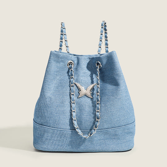 Damen Hobo-Tasche aus hochwertigem Denim mit eleganten Kettenhenkeln Nord Taschen