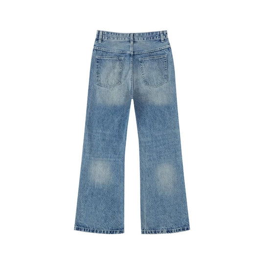 Damen Weite Distressed Denim-Jeans im Palazzo-Schnitt Nord Taschen