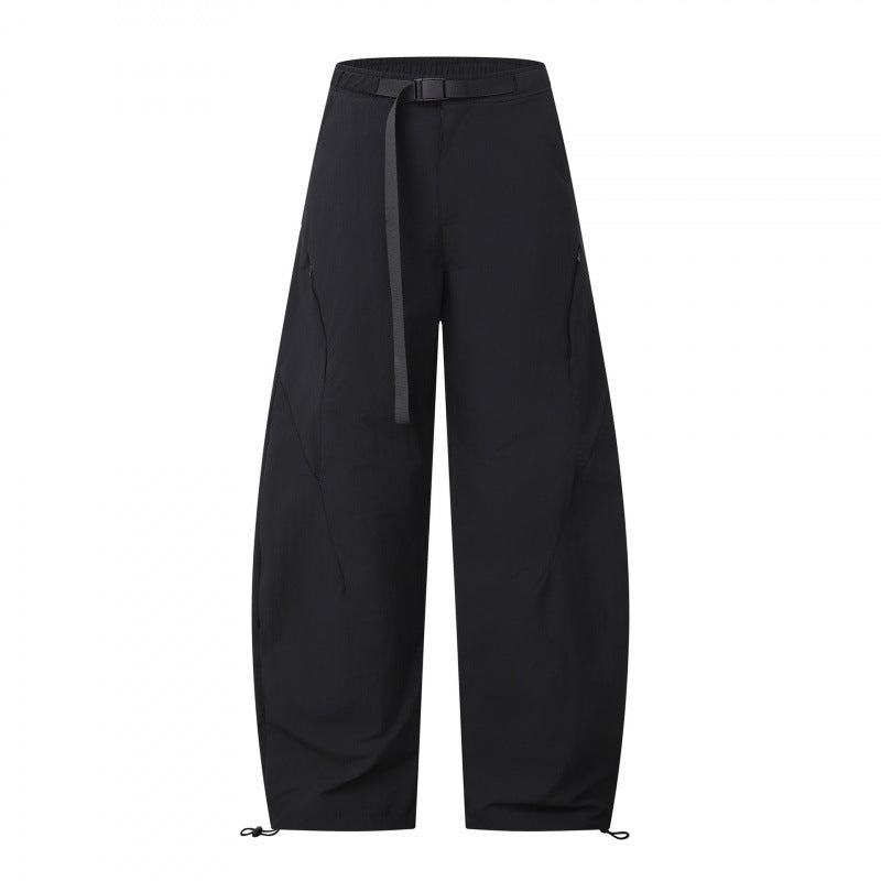 Damen Weite Cargo-Hose mit Tunnelzugbund, integriertem Webgürtel und verstellbaren Kordelabschlüssen Nord Taschen