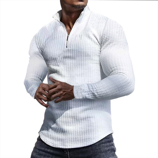 Herren Waffelstrick-Langarmshirt mit kurzem Reißverschluss Nord Taschen