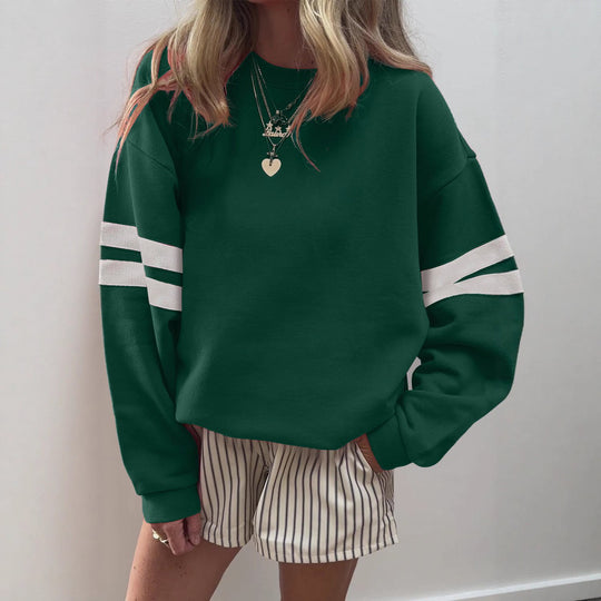 Damen Weit geschnittenes Sweatshirt mit Kontraststreifen an den Ärmeln Nord Taschen