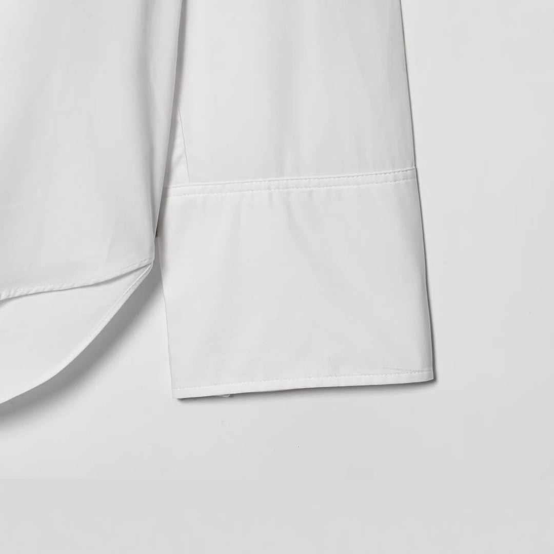 Damen Seidige Schluppenbluse mit Zierschal und verlängertem Rückensaum Nord Taschen