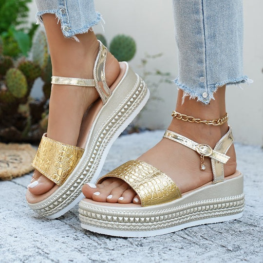 Damen Wedge-Sandaletten mit modischem Korkdesign und komfortablem Fußbett