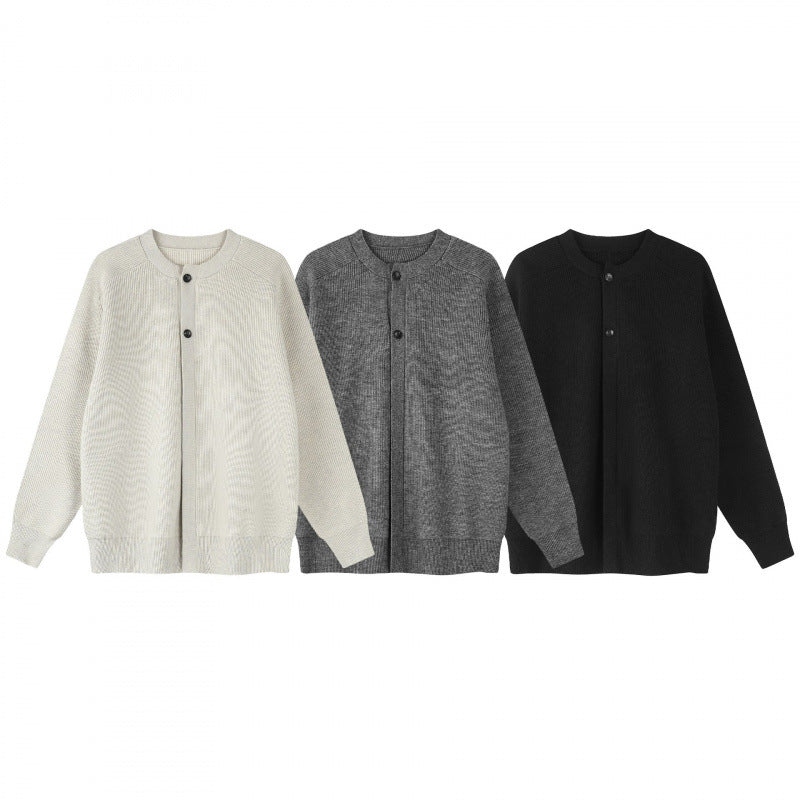 Unisex Boxiger Feinstrick-Cardigan mit Rundhals, Raglanärmeln und teilverdeckter Knopfleiste Nord Taschen