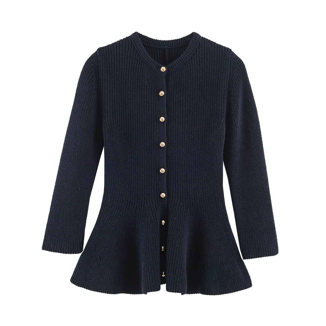 Damen Feinstrick-Cardigan mit taillierter Peplum‑Silhouette Nord Taschen