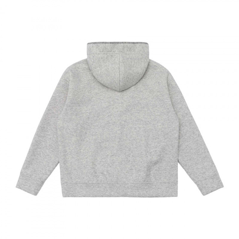 Unisex Oversize Kapuzenpullover aus melierter Fleece‑Mischung mit Henley‑Knopfblende und Kängurutasche Nord Taschen