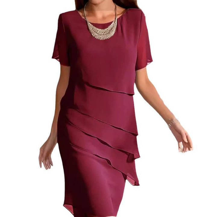 Damen elegantes Wickelkleid mit Schichten