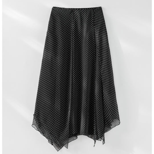 Damen Luftige Polka‑Dot Schlaufenbluse mit Schleifenkragen, Plissée‑Vorderteil und Manschettenärmel Nord Taschen