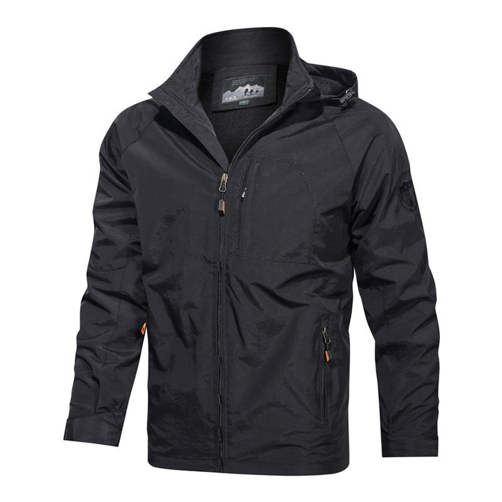 Herren  leichte wasserabweisende Übergangsjacke mit Kapuze und funktionalen Reißverschlusstaschen Nord Taschen