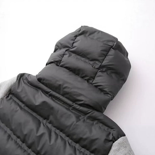 Damen Kapuzen-Hybridjacke mit gesteppter Front und Sweat-Ärmeln Nord Taschen
