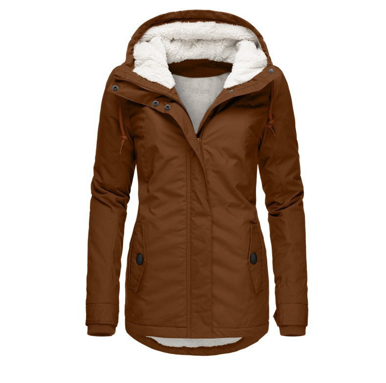 Damen Wasserabweisender Parka mit Teddyfutter, Kapuze und Taillierter Passform Nord Taschen