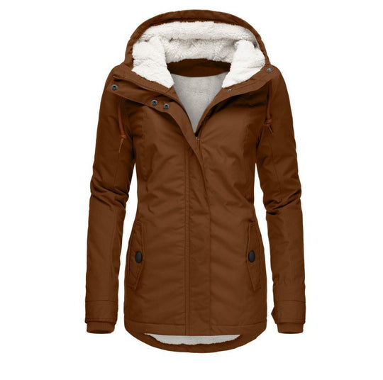 Damen Wasserabweisender Parka mit Teddyfutter, Kapuze und Taillierter Passform Nord Taschen