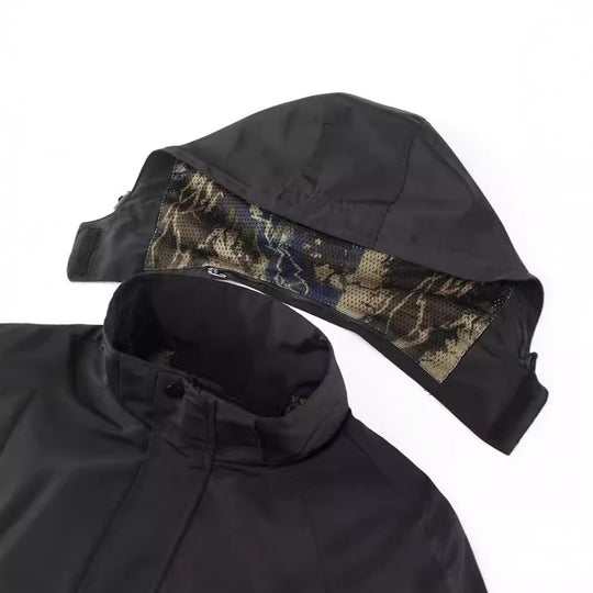 Herren Kapuzen-Fieldjacke mit Camouflage-Netzfutter und wasserabweisender Utility-Außenlage Nord Taschen