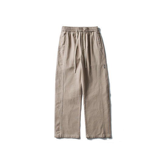 Herren Locker geschnittene Baumwoll-Canvas-Hose mit Tunnelzugbund, geradem Bein und Ziernaht-Details Nord Taschen