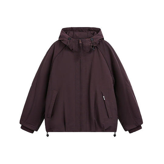 Damen Oversized wattierte Kapuzenjacke mit Raglanärmeln und Kordelzug Nord Taschen