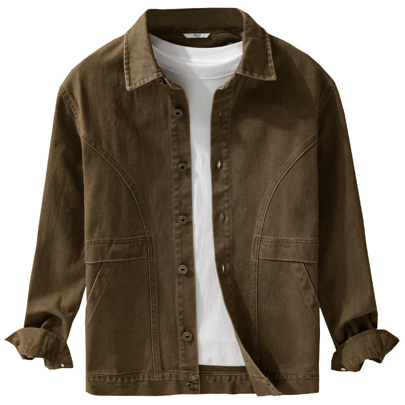 Herren robuste Canvas-Workerjacke mit Fronttaschen und markanten Ziernähten Nord Taschen