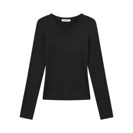 Damen Langarmshirt mit V-Ausschnitt und tailliertem Slim-Fit Nord Taschen