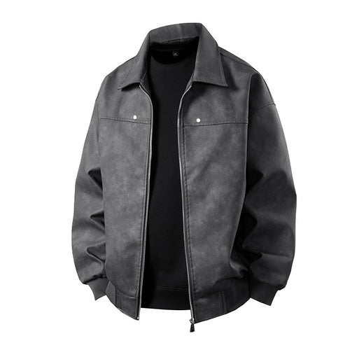 Herren Boxy-Suede-Überhemdjacke mit glatter Veloursleder‑Optik, verdecktem Reißverschluss & elastischen Bündchen Nord Taschen