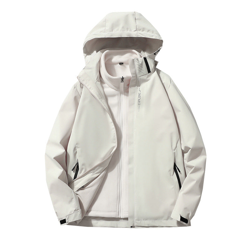Herren Dreilagige wasserdichte Outdoor-Softshelljacke mit abnehmbarer Fleece-Innenjacke Nord Taschen