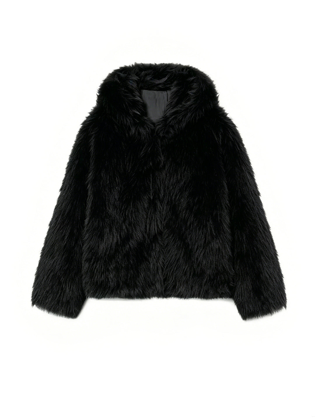 Damen Kurzblouson aus langfaserigem Shaggy‑Faux‑Fur mit hohem Schalkragen und klarer Boxy‑Silhouette Nord Taschen