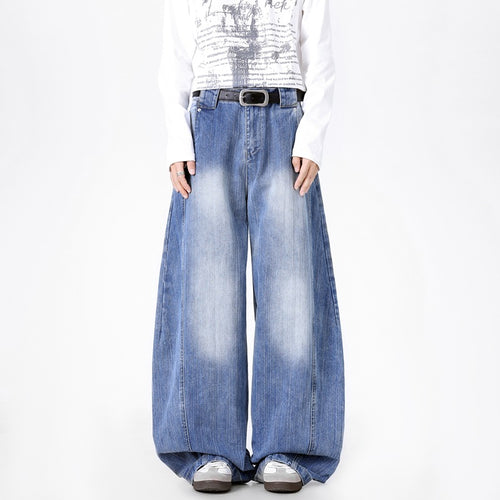 Herren Extraweite Baggy-Jeans mit extrem weitem Bein, tiefem Schritt & markanter Used-Waschung Nord Taschen