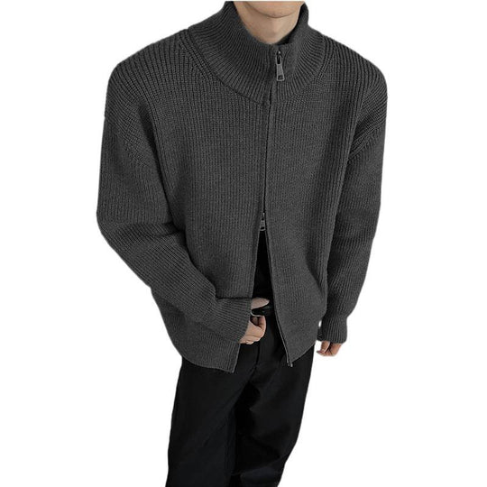 Unisex Grobstrick-Zipjacke mit Stehkragen und Zwei-Wege-Reißverschluss Nord Taschen