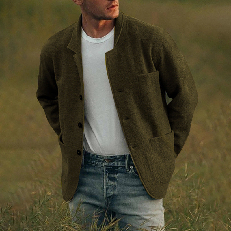 Herren lässige Wolljacke mit modernem Schnitt und praktischen Taschen