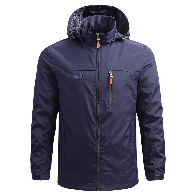Herren Leichte atmungsaktive Outdoorjacke mit Kapuze, Brust-Reißverschluss und windabweisender Shell Nord Taschen