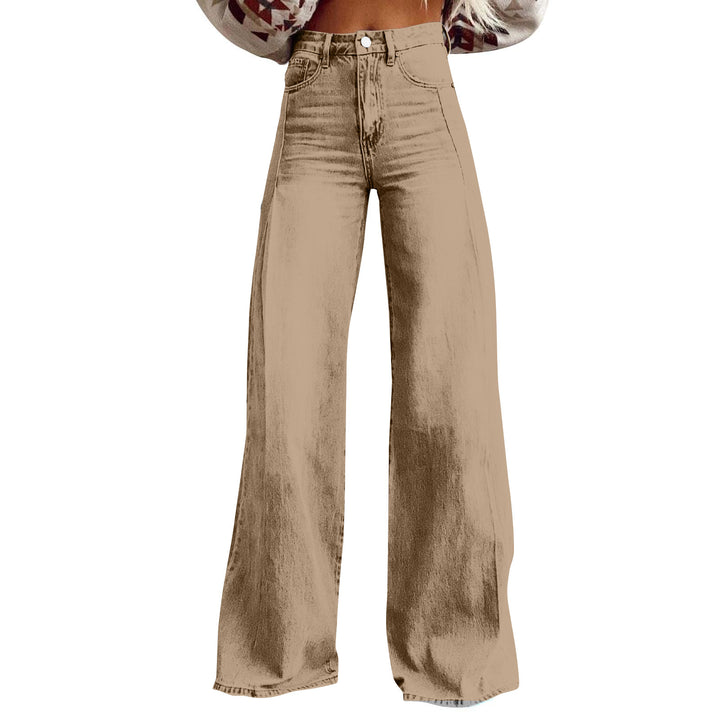 Damen hochgeschnittene Schlagjeans mit extra weitem Bein, figurstreckender Passform und dezenter Vintage-Waschung Nord Taschen