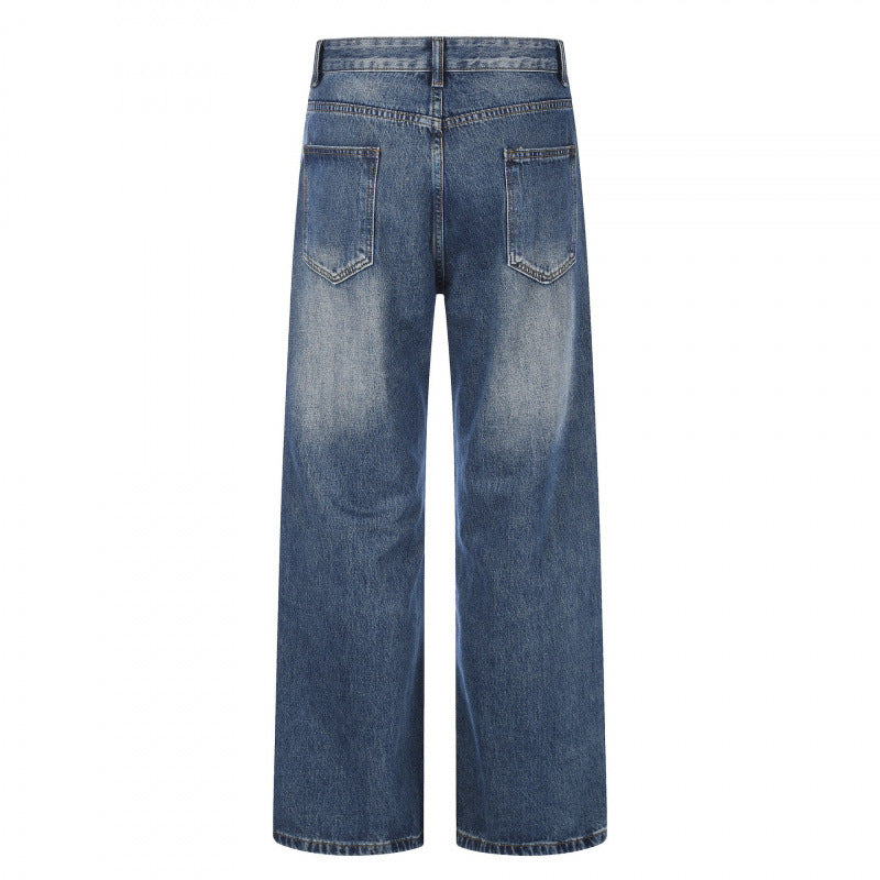 Damen Highwaist-Jeans mit weitem Bein und Vintage-Waschung Nord Taschen