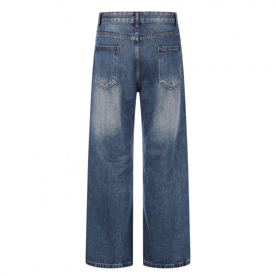 Damen Highwaist-Jeans mit weitem Bein und Vintage-Waschung Nord Taschen