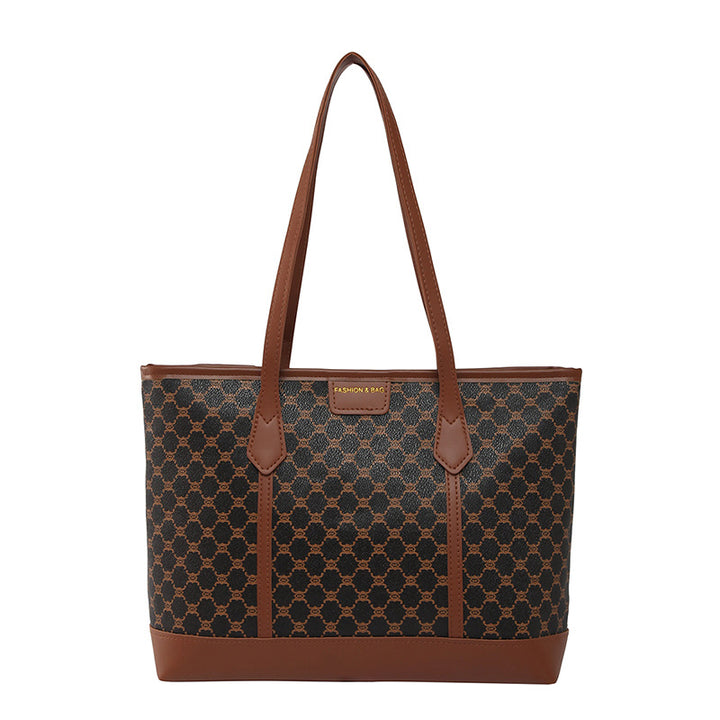 Damen Tragetasche mit stilvollem Print und eleganten Ledergriffen Nord Taschen