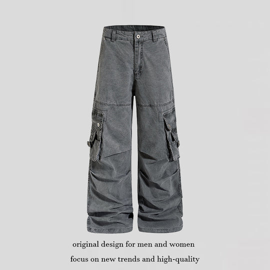 Damen weite Baumwoll-Cargohose im Vintage-Look mit ballonförmiger Silhouette und großen Klappentaschen Nord Taschen