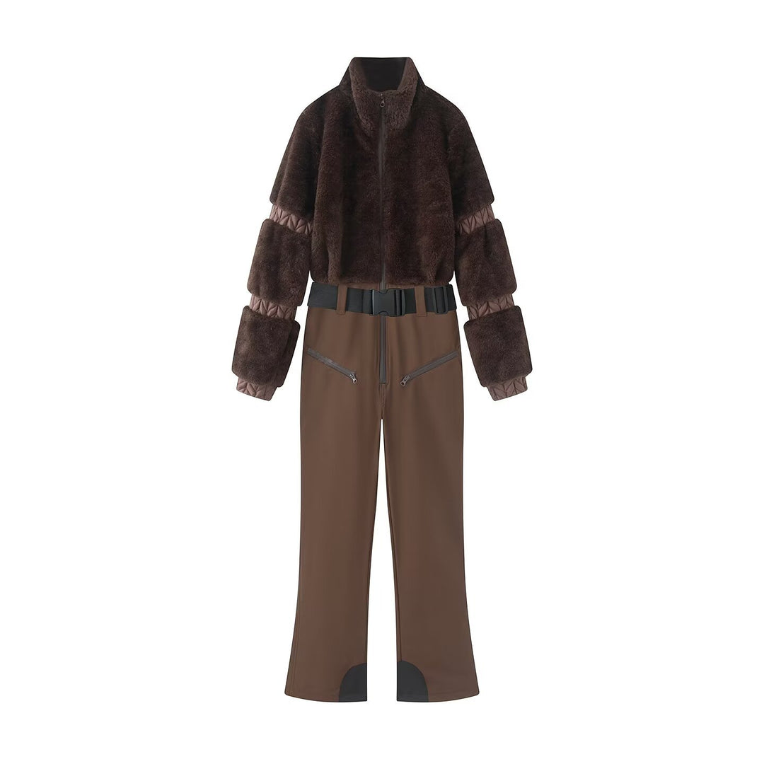 Damen Zweiteiliges Ski‑ und Winterset mit kurzem Teddyblouson und Highwaist‑Softshellhose Nord Taschen