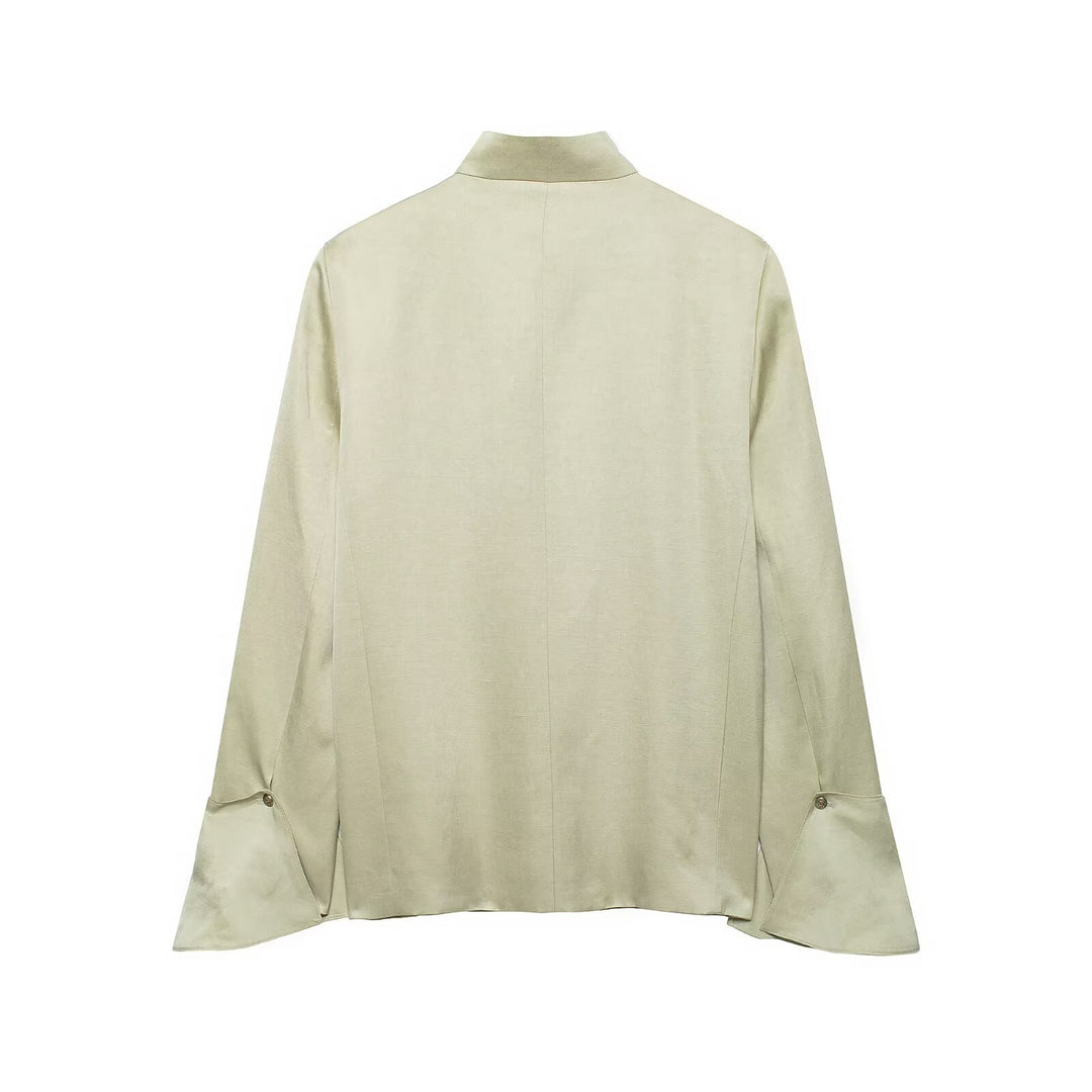 Damen Asymmetrische Jacke mit Stehkragen und Glockenärmeln Nord Taschen