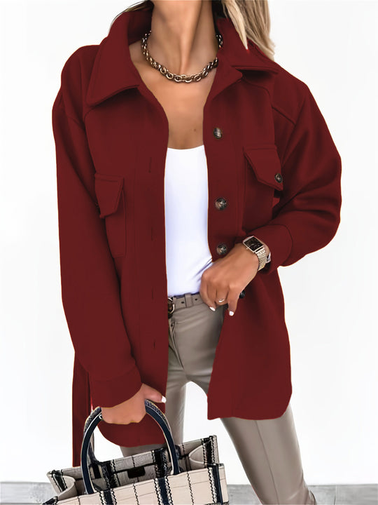 Damen Oversize-Hemdenjacke mit aufgesetzten Klappentaschen Nord Taschen