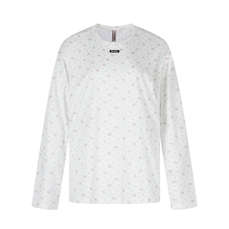 Damen Langarmshirt mit zartem Blumenprint und Rundhalsausschnitt Nord Taschen