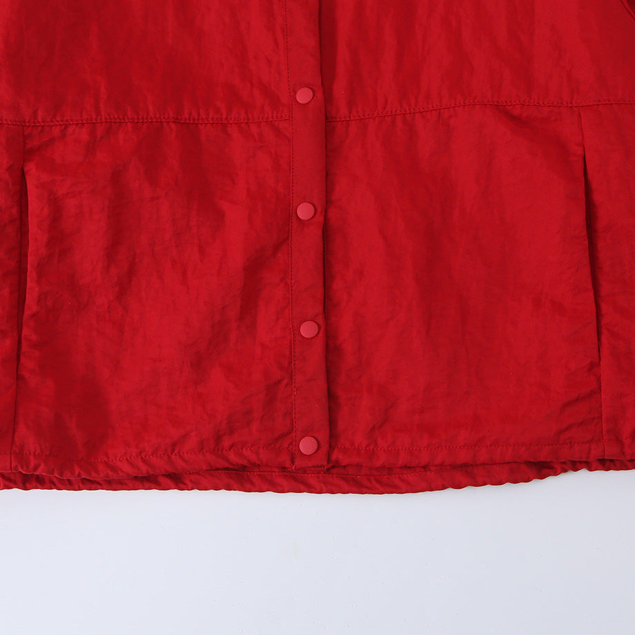 Damen Boxy-Übergangsjacke mit Stehkragen und Druckknopfleiste Nord Taschen