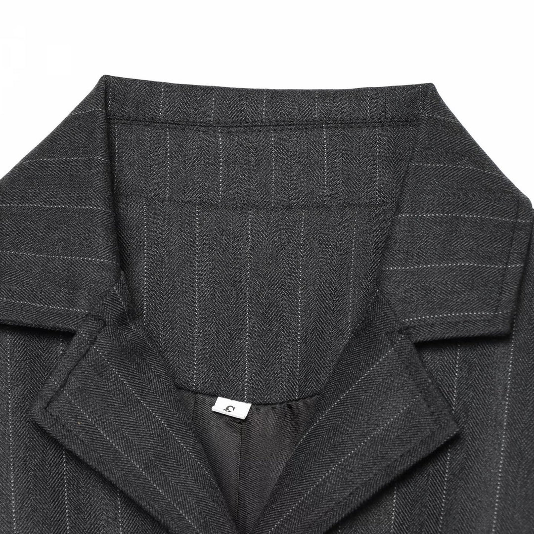 Damen Hochtaillierte Bundfaltenhose mit Nadelstreifen und Zierpatte Nord Taschen