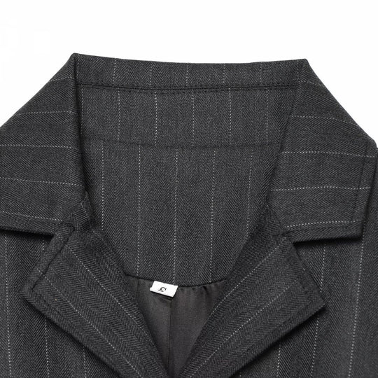 Damen Hochtaillierte Bundfaltenhose mit Nadelstreifen und Zierpatte Nord Taschen