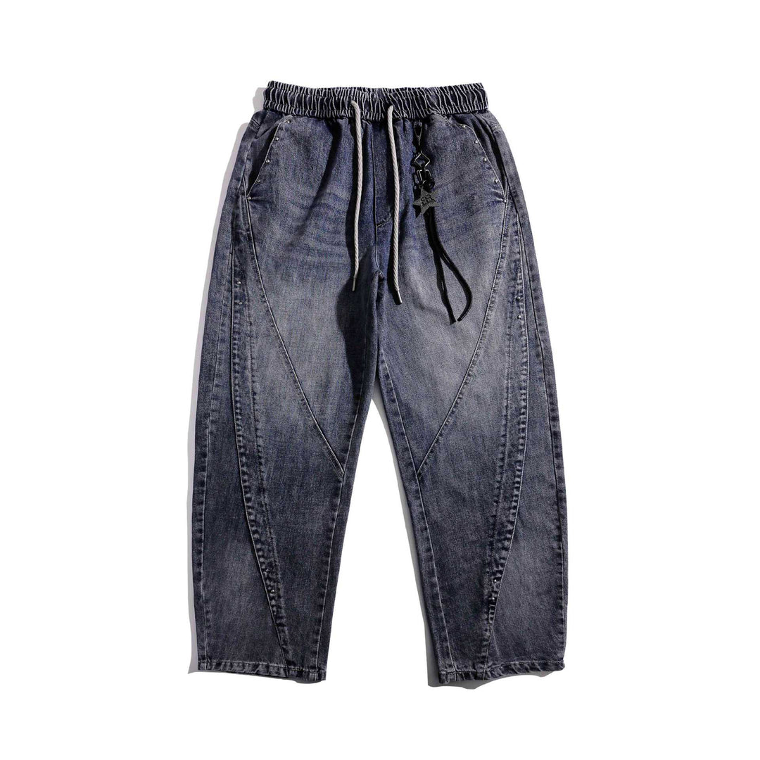Damen Jeans-Jogger mit elastischem Bund, Ziernähten und Karabiner‑Detail Nord Taschen