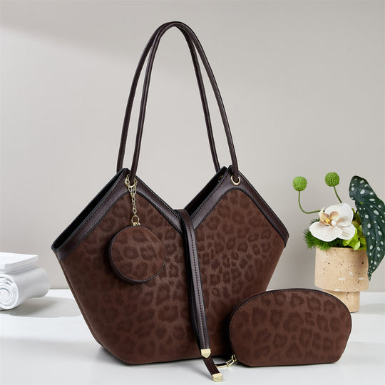Damen modische Handtasche mit exotischer Leopardenprägung und abnehmbarer Clutch Nord Taschen