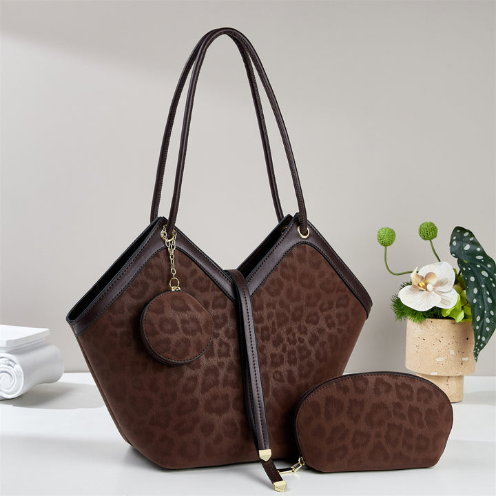 Damen modische Handtasche mit exotischer Leopardenprägung und abnehmbarer Clutch Nord Taschen