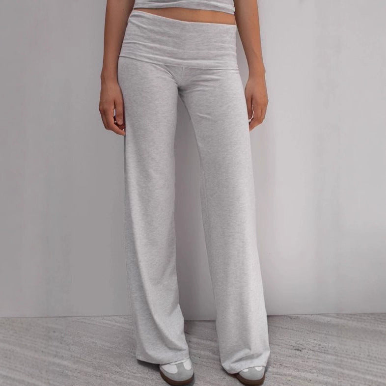 Damen Weite Palazzo-Yoga-Hose mit hohem Umschlagbund Nord Taschen